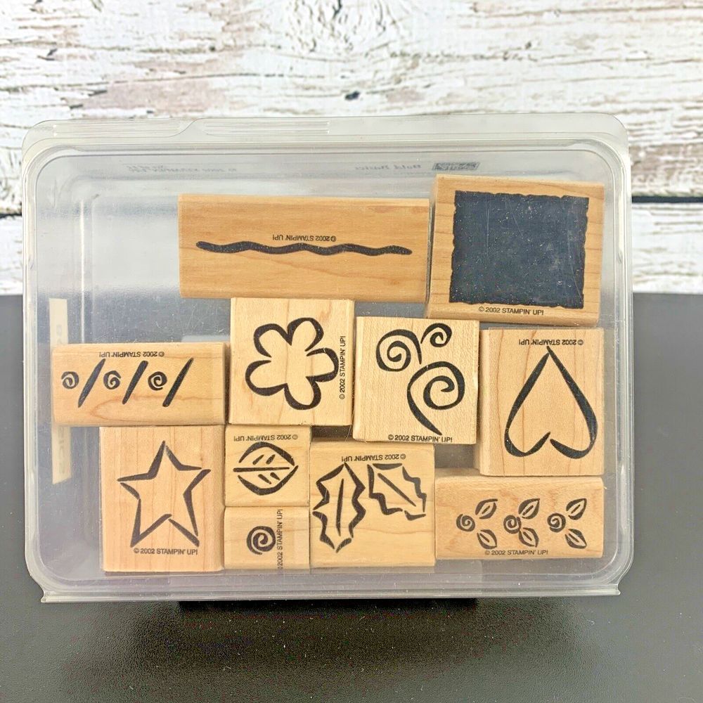 Bold‎ Basics 11 Pc - Stampin' Up Wooden Stamp Set [2002]